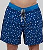 Color:Navy - Image 1 - Cocktail Print 6#double; Inseam Swim Trunks