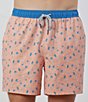 Color:Coral - Image 1 - Cocktail Print 6#double; Inseam Swim Trunks