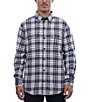 Color:Grey/Blue Plaid - Image 1 - Campfire Heavyweight Brushed Flannel Long Sleeve Woven Shirt Jacket
