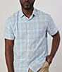 Color:Sky/White/Citron - Image 1 - Performance Old Harbour Short Sleeve Woven Shirt