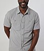 Color:Light Grey - Image 1 - Performance Stretch Tracker Short Sleeve Woven Shirt