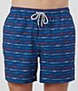 Color:Navy - Image 1 - Wavy Waters 6#double; Inseam Swim Trunks