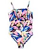 Color:Multi - Image 1 - Big Girls 7-16 La Playa Tropical Print One-Piece Swimsuit
