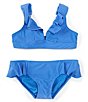Color:Blue - Image 1 - Big Girls 7-16 Ruffled Halter Top & Hipster Bottom 2-Piece Swimsuit