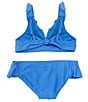 Color:Blue - Image 2 - Big Girls 7-16 Ruffled Halter Top & Hipster Bottom 2-Piece Swimsuit