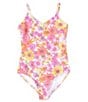 Color:Multi - Image 1 - Big Girls 7-16 She's Sunny Vintage Floral-Print One-Piece Swimsuit
