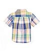 Color:Navy/Pink Multi - Image 2 - Baby Boys 3-24 Months Short-Sleeve Plaid Woven Shirt