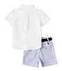 Color:White - Image 2 - Baby Boys 3-24 Months Short-Sleeve Woven Shirt & Seersucker Shorts Set