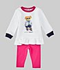 Color:Bright Pink/White - Image 1 - Baby Girls 3-24 Months Long Sleeve Fleece Sweatshirt & Legging Set
