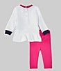 Color:Bright Pink/White - Image 3 - Baby Girls 3-24 Months Long Sleeve Fleece Sweatshirt & Legging Set