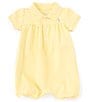 Color:Wicket Yellow - Image 1 - Baby Girls 3-24 Months Short Sleeve Interlock Romper