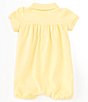 Color:Wicket Yellow - Image 2 - Baby Girls 3-24 Months Short Sleeve Interlock Romper