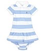 Color:Office Blue/White - Image 1 - Baby Girls 3-24 Months Short Sleeve Striped Jersey Rugby Dress