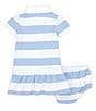 Color:Office Blue/White - Image 2 - Baby Girls 3-24 Months Short Sleeve Striped Jersey Rugby Dress