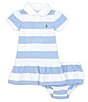 Color:Office Blue/White - Image 3 - Baby Girls 3-24 Months Short Sleeve Striped Jersey Rugby Dress