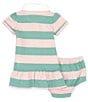 Color:Celadon/Hint Of Pink - Image 2 - Baby Girls 3-24 Months Short Sleeve Striped Jersey Rugby Dress