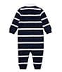 Color:French Navy/Multi - Image 2 - Baby Boys Newborn-12 Months Rugby-Stripe Coveralls