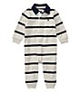 Color:Light Sport Heather/Multi - Image 1 - Baby Boys Newborn-12 Months Rugby-Stripe Coveralls