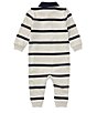 Color:Light Sport Heather/Multi - Image 2 - Baby Boys Newborn-12 Months Rugby-Stripe Coveralls