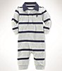 Color:Light Sport Heather/Multi - Image 3 - Baby Boys Newborn-12 Months Rugby-Stripe Coveralls
