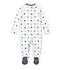 Color:French Navy/White - Image 2 - Baby Boys Newborn Bear Printed Footed Coverall