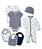 Color:French Navy/White - Image 4 - Baby Boys Newborn Bear Printed Footed Coverall