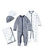 Color:French Navy/White - Image 5 - Baby Boys Newborn Bear Printed Footed Coverall