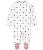 Color:Paisley Pink/Multi - Image 2 - Baby Girls Newborn-9 Months Long Sleeves Polo Bear Footed Coverall