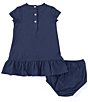Color:Spring Navy - Image 2 - Short Sleeve Americana Polo Bear Drop-Waist T-Shirt Dress