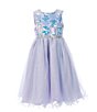 Color:Blue - Image 1 - Little Girls 2T-6X Sequin Mesh Sleeveless Bodice Long Dress