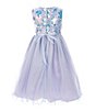 Color:Blue - Image 2 - Little Girls 2T-6X Sequin Mesh Sleeveless Bodice Long Dress