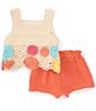 Color:Ivory - Image 2 - Baby Girls 12-24 Months Flower Crocheted Tank Top & Solid Gauze Shorts Set