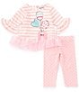 Color:Pink - Image 2 - Baby Girls 12-24 Months Stripe Baloon Applique 3/4 Sleeve Top & Polka Dot Print Legging Set