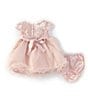 Color:Blush - Image 2 - Baby Girls 3-24 Months Cap Sleeve Brocade Bow Front Wire Hem Dress