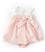 Color:Blush - Image 1 - Baby Girls 3-24 Months Color Block Mikado-Bodice/Mesh-Skirted Fit-And-Flare Dress