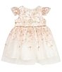 Color:Ivory - Image 1 - Baby Girls 3-24 Months Floral Embroidered Flutter Sleeve Mesh Dress