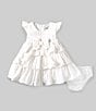 Color:White - Image 1 - Baby Girls 3-24 Months Flutter-Sleeve Eyelet-Embroidered Tiered Fit-And-Flare Dress