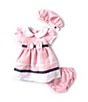 Color:Pink - Image 1 - Baby Girls 3-24 Months Twill Sailor Cap Sleeve Bow Dress & Hat