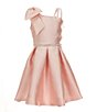 Color:Blush - Image 1 - Big Girls 7-16 Bow-Accented Mikado Fit & Flare Dress