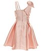 Color:Blush - Image 2 - Big Girls 7-16 Bow-Accented Mikado Fit & Flare Dress