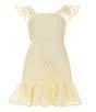 Color:Yellow - Image 1 - Big Girls 7-16 Chemical-Lace-Pattern Fit-And-Flare Dress
