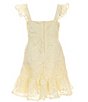 Color:Yellow - Image 2 - Big Girls 7-16 Chemical-Lace-Pattern Fit-And-Flare Dress