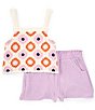Color:Lilac - Image 1 - Big Girls 7-16 Crochet Tank Top & Solid Gauze Shorts Set