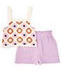 Color:Lilac - Image 2 - Big Girls 7-16 Crochet Tank Top & Solid Gauze Shorts Set