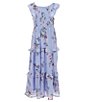 Color:Light Blue - Image 1 - Big Girls 7-16 Flutter Sleeve Floral-Printed Fit & Flare Dress