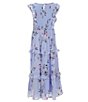 Color:Light Blue - Image 2 - Big Girls 7-16 Flutter Sleeve Floral-Printed Fit & Flare Dress