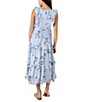Color:Light Blue - Image 4 - Big Girls 7-16 Flutter Sleeve Floral-Printed Fit & Flare Dress