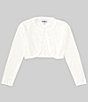 Color:White - Image 1 - Big Girls 7-16 Long Sleeve Beaded/Faux Pearl-Accented Cardigan
