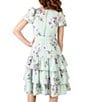Color:Mint - Image 5 - Big Girls 7-16 Puffed-Sleeve Floral Print Tiered Dress