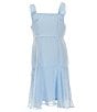 Color:Light Blue - Image 1 - Big Girls 7-16 Sleeveless Clip-Dot Ruffle-Hem Dress